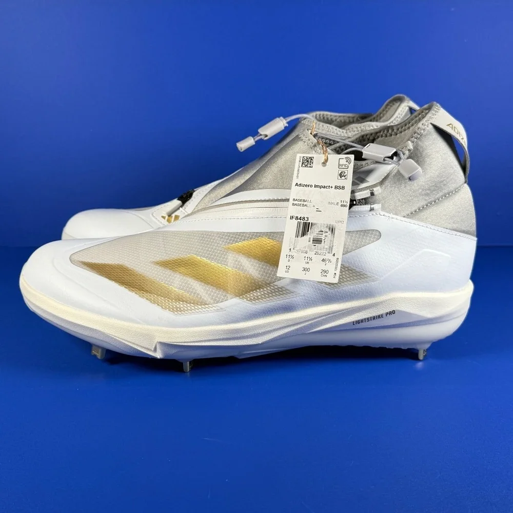 Adidas Adizero Impact+ BSB Baseball Cleats White Gold Lightstrike Pro Men's 12